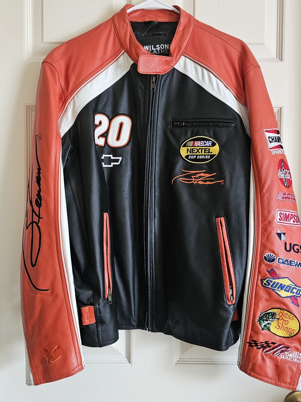 Wilsons Leather Black, Red & White NASCAR Racing Leather Jacket